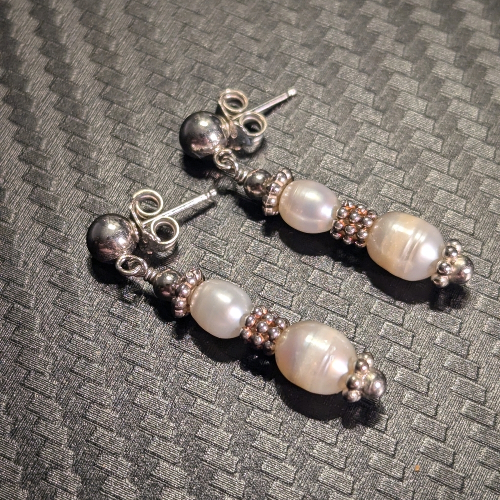 Sterling Pearl Earrings